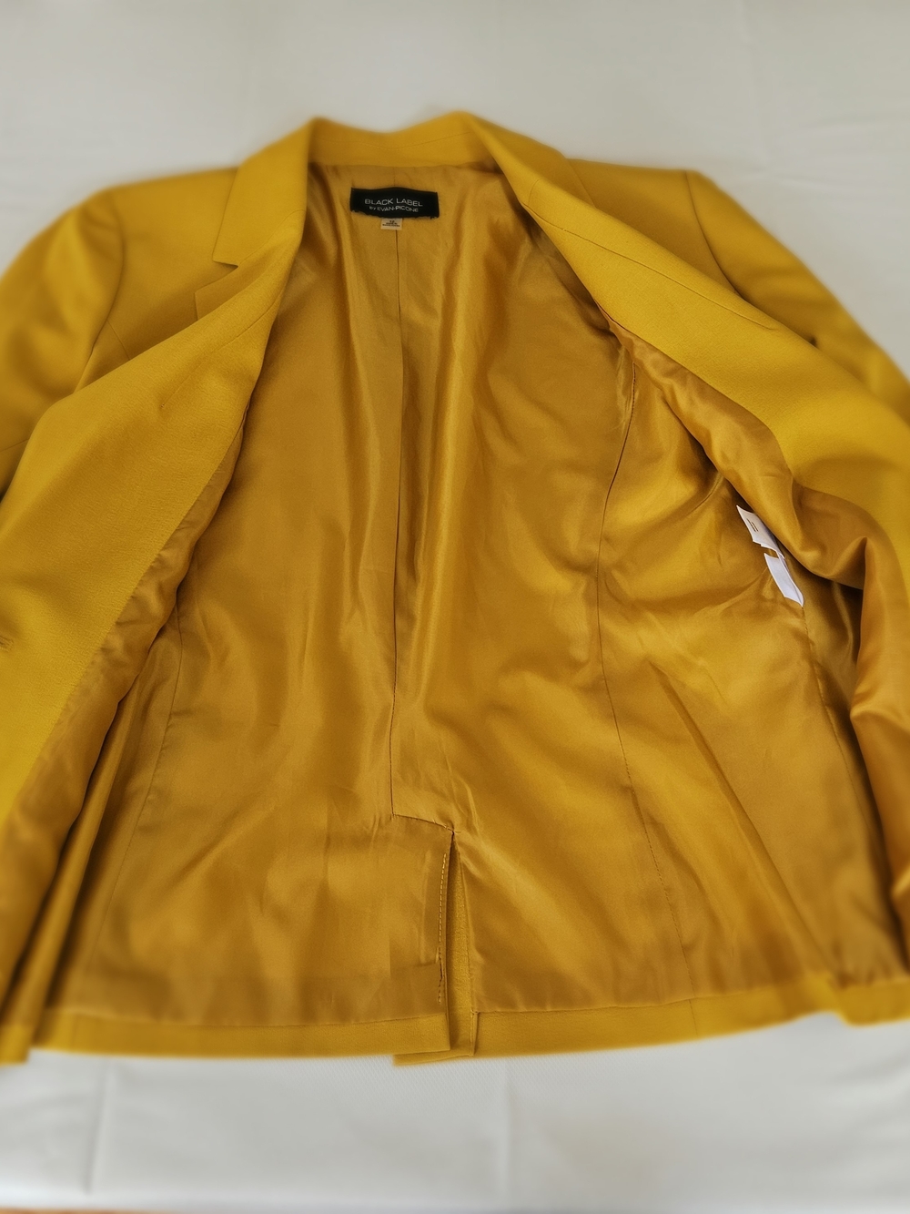 Black Label by Evan-Picone Mustard Yellow Blazer Jacket Size 12 Single Button - Picture 15 of 16